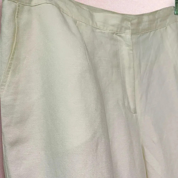 Ruby Rd Linen Blend Crop Straight Leg Pants Beaded Split Hem Plus Size 18W White - Picture 6 of 16